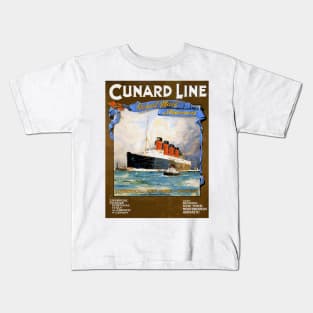 Cunard Line Royal Mail Steamers - Vintage Travel Poster Design Kids T-Shirt